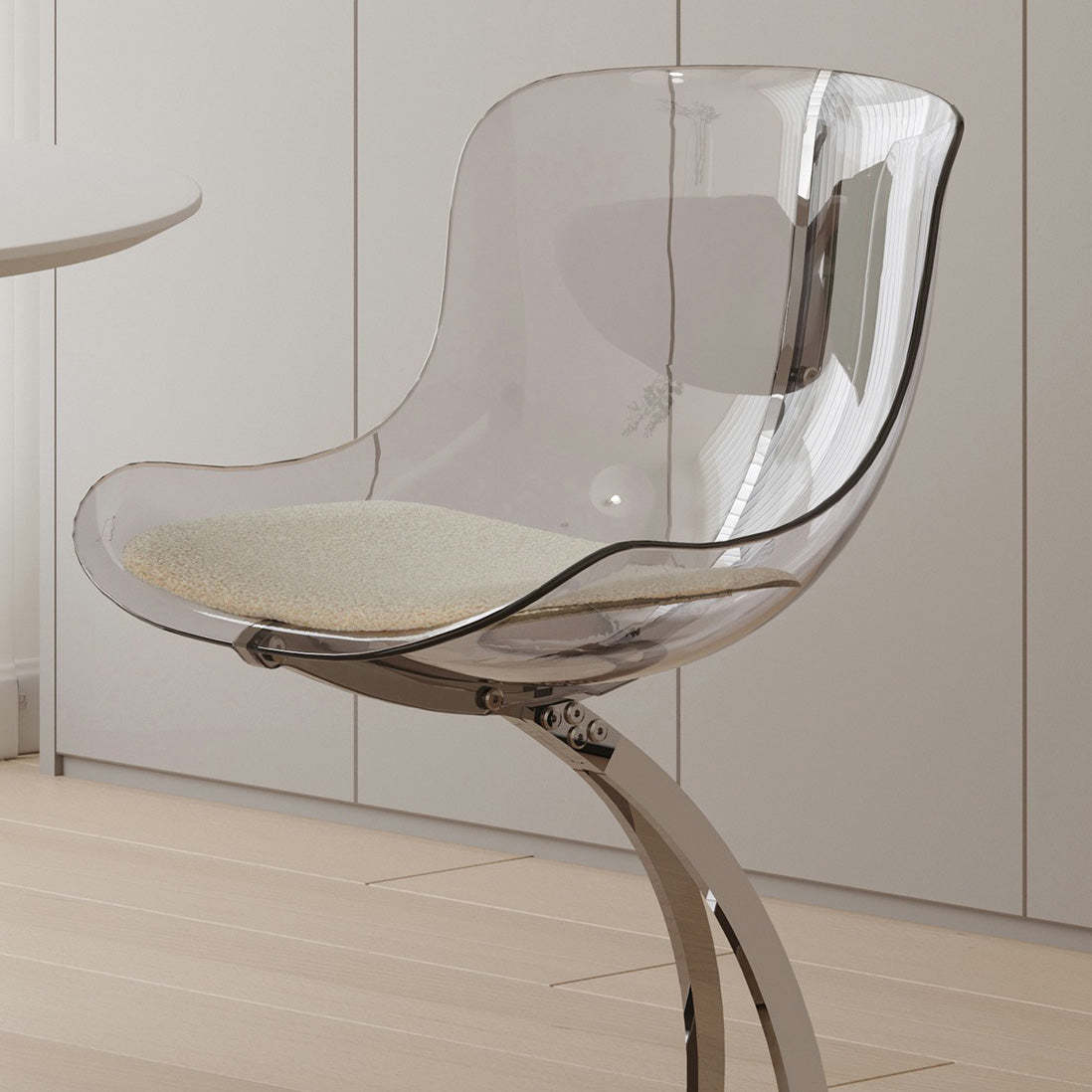 Nordic Arc Lambswool Steel Dining Chair