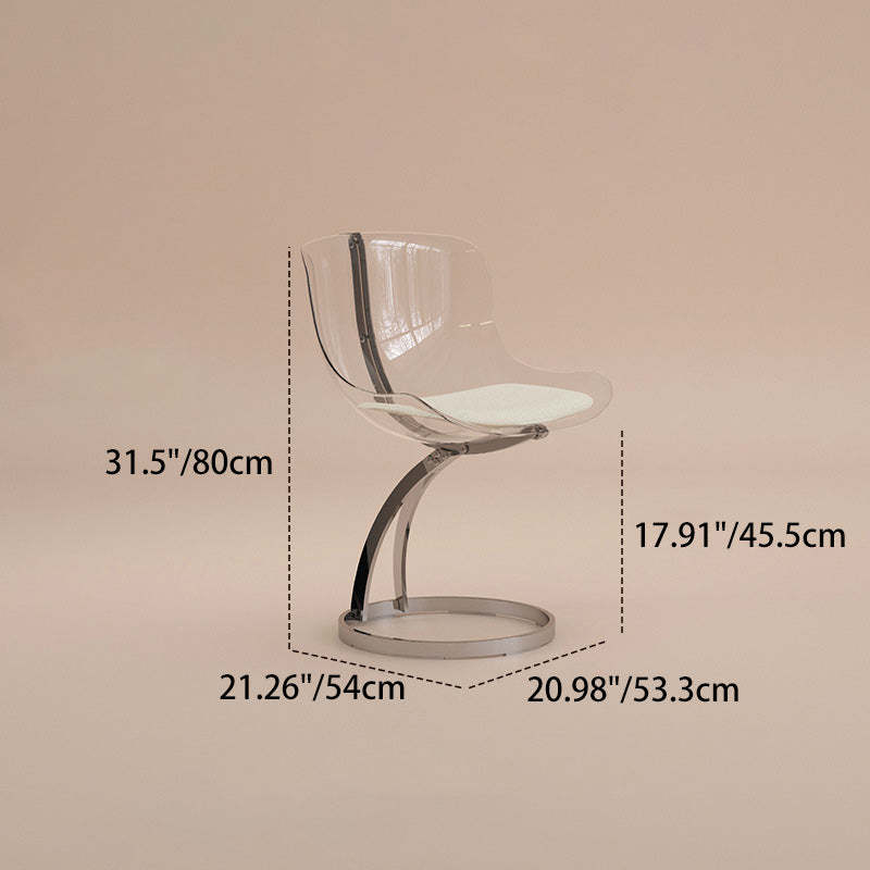 Nordic Arc Lambswool Steel Dining Chair — Without Cushion / Brown