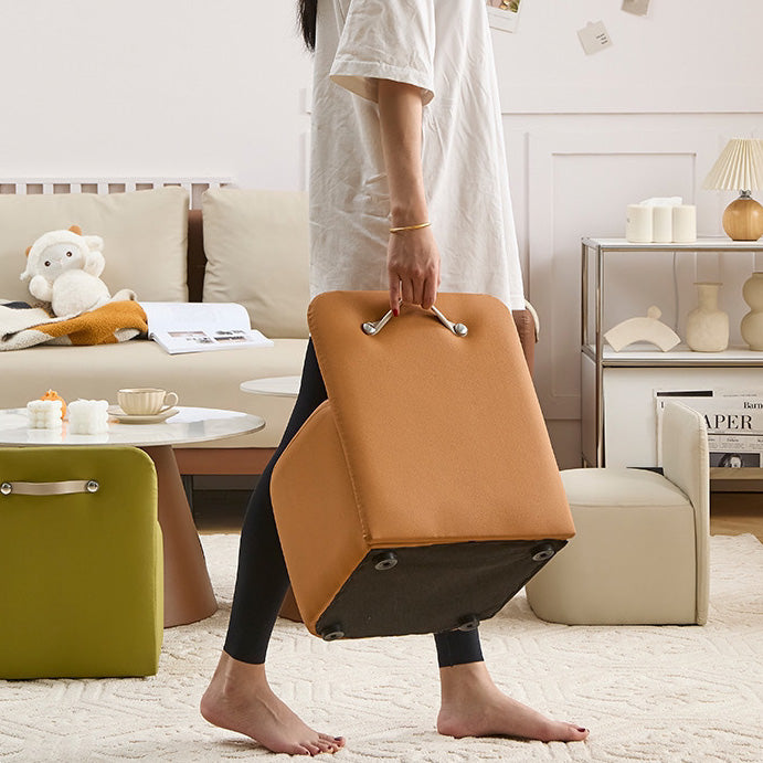 Nordic Portable Leather Wood Low Stool