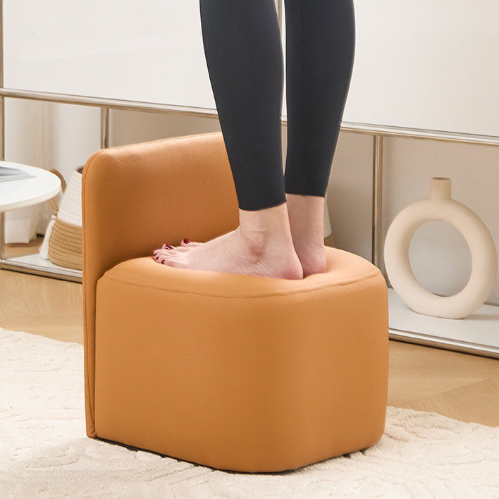 Nordic Portable Leather Wood Low Stool