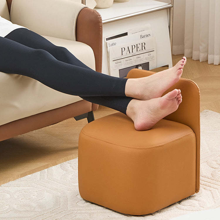 Nordic Portable Leather Wood Low Stool