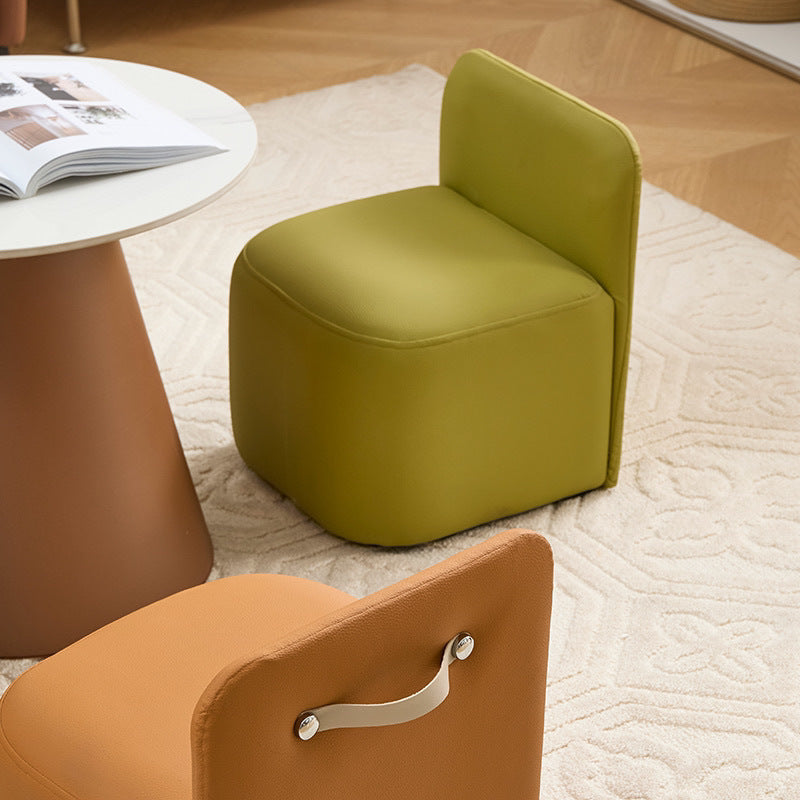 Nordic Portable Leather Wood Low Stool
