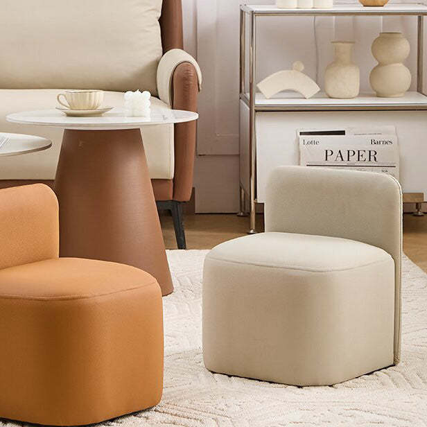 Nordic Portable Leather Wood Low Stool