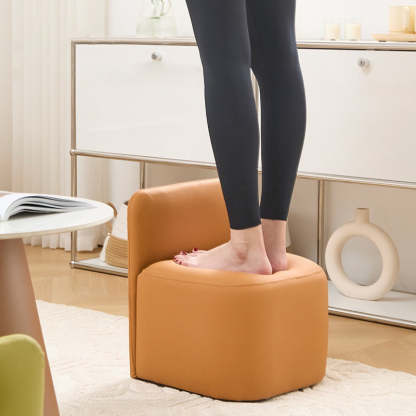 Nordic Portable Leather Wood Low Stool