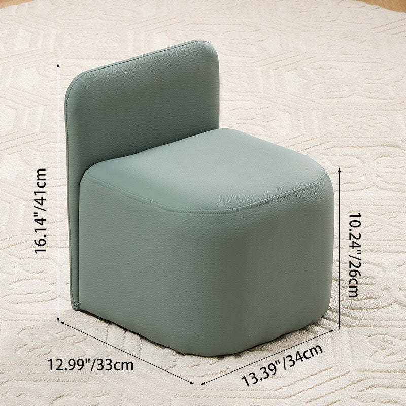 Nordic Portable Leather Wood Low Stool — Blue