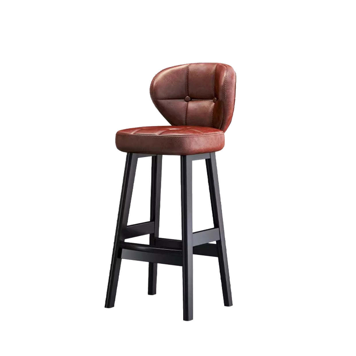 Scandinavian Leather Wood Bar Stool