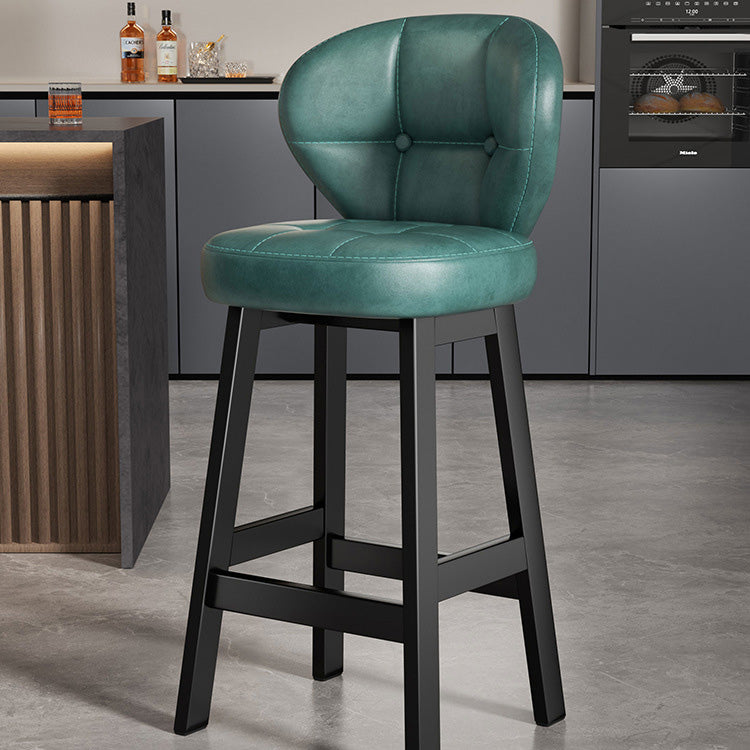Scandinavian Leather Wood Bar Stool