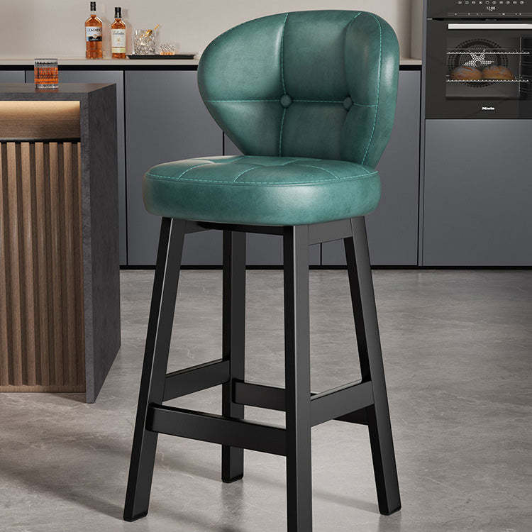 Scandinavian Leather Wood Bar Stool