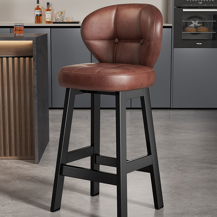 Scandinavian Leather Wood Bar Stool