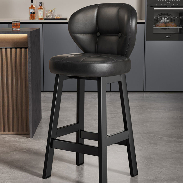 Scandinavian Leather Wood Bar Stool