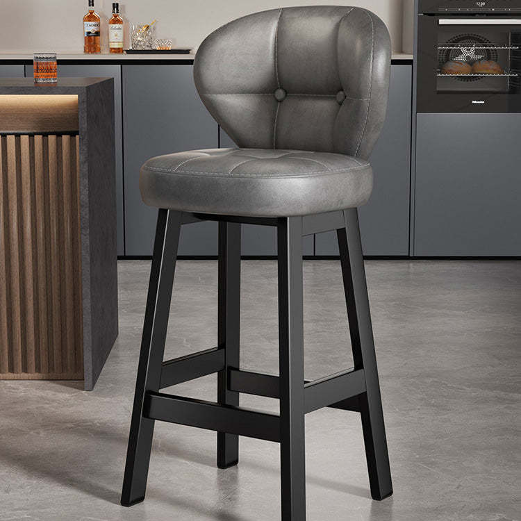 Scandinavian Leather Wood Bar Stool