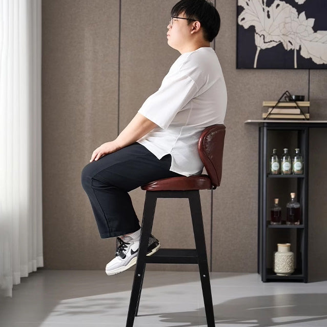 Scandinavian Leather Wood Bar Stool