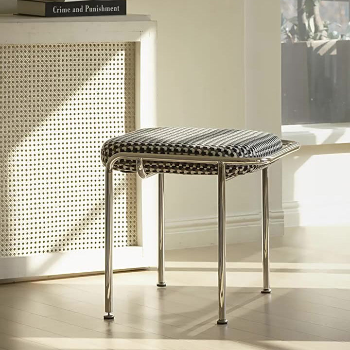 Nordic Carbon Steel Vanity Stool — Off White + Carbon Steel