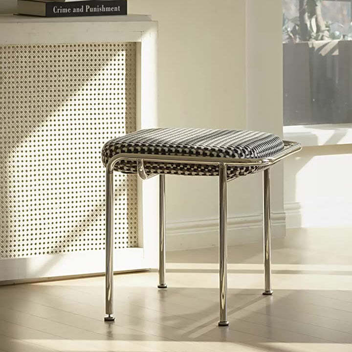 Nordic vanity carbon chrome steel vanity stools — Black & White Checkered & Carbon Steel