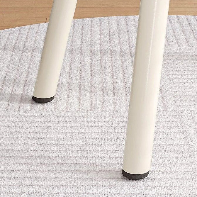 Minimalist Cream Cloud Steel Leather Vanity Stool