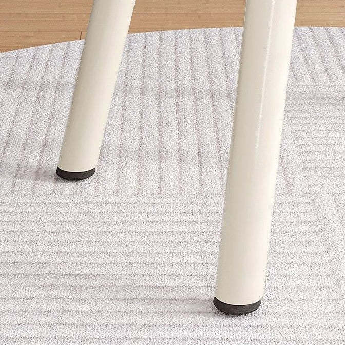 Minimalist Cream Cloud Steel Leather Vanity Stool