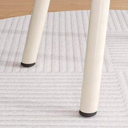 Minimalist Cream Cloud Steel Leather Vanity Stool