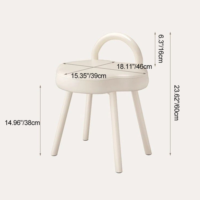 Minimalist Cream Cloud Steel Leather Vanity Stool