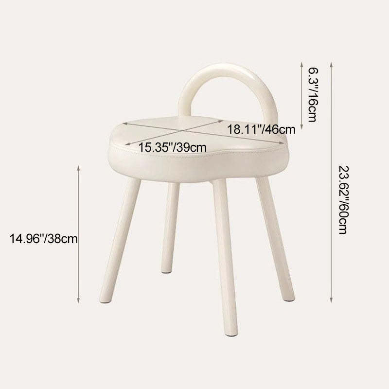 Minimalist Cream Cloud Steel Leather Vanity Stool