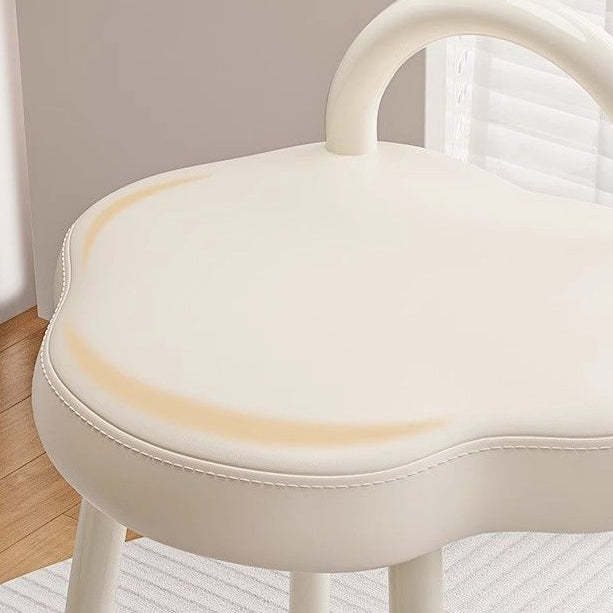 Minimalist Cream Cloud Steel Leather Vanity Stool