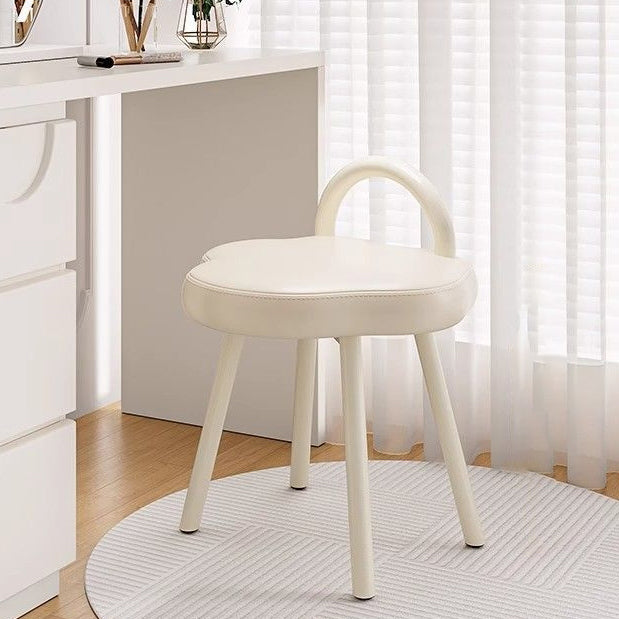 Minimalist Cream Cloud Steel Leather Vanity Stool