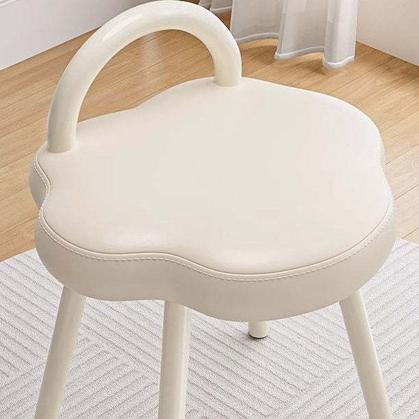 Minimalist Cream Cloud Steel Leather Vanity Stool