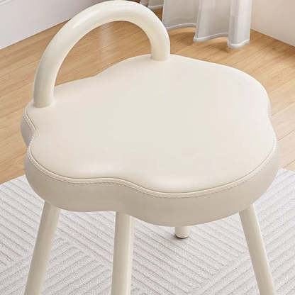 Minimalist Cream Cloud Steel Leather Vanity Stool