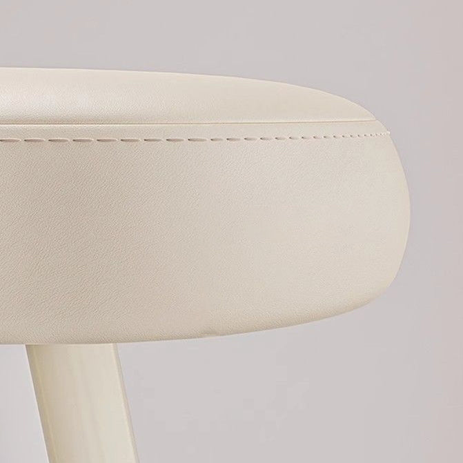 Minimalist Cream Cloud Steel Leather Vanity Stool