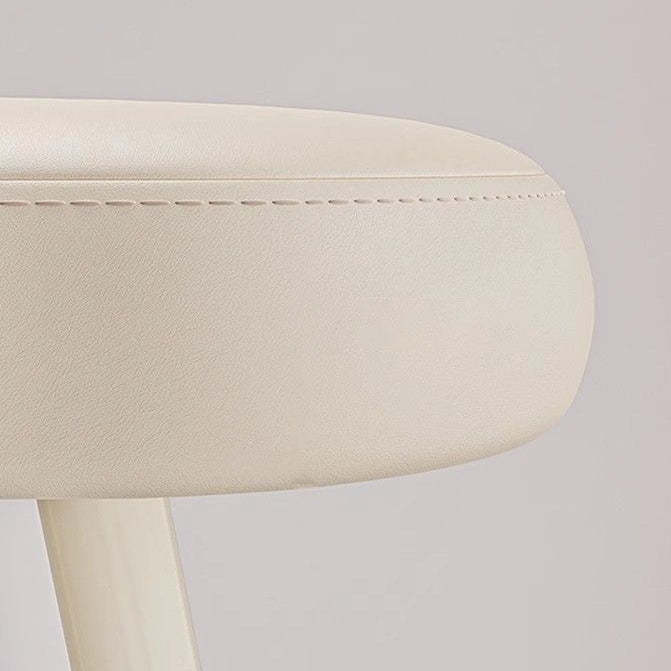 Minimalist Cream Cloud Steel Leather Vanity Stool