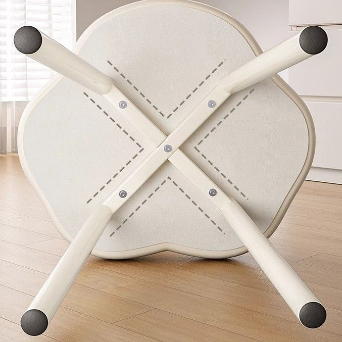 Minimalist Cream Cloud Steel Leather Vanity Stool
