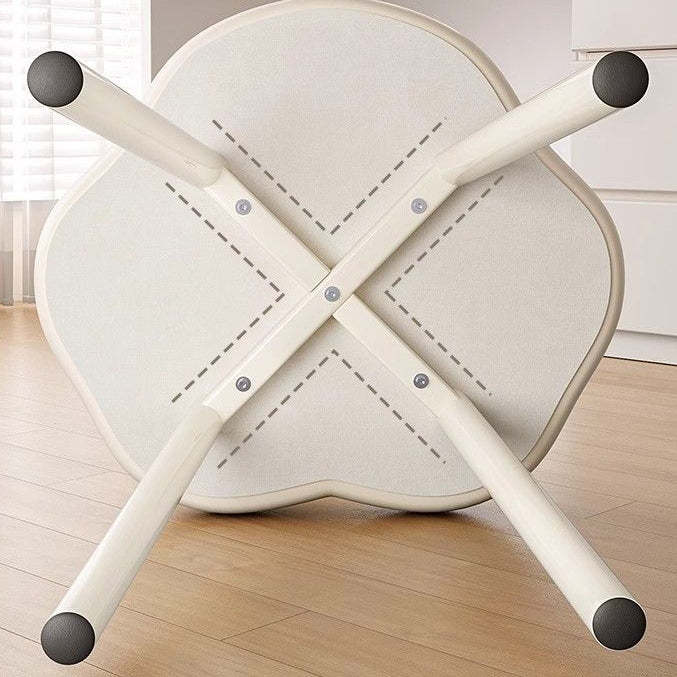 Minimalist Cream Cloud Steel Leather Vanity Stool