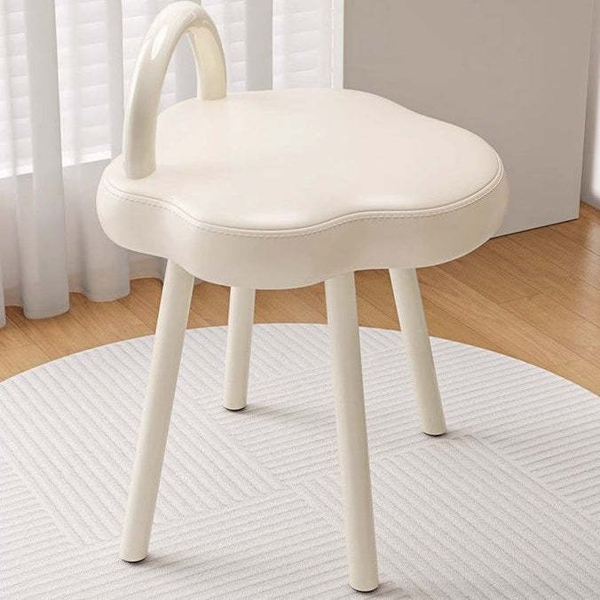 Minimalist Cream Cloud Steel Leather Vanity Stool