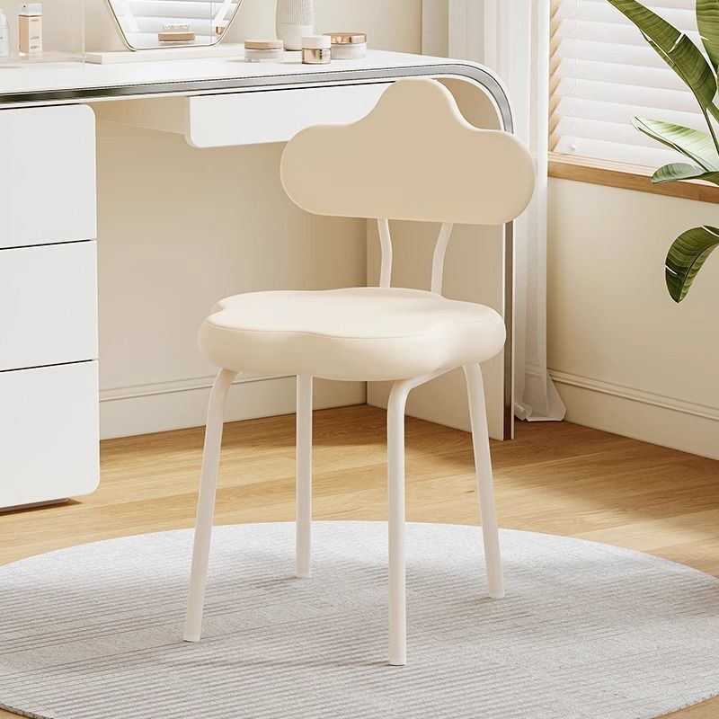 Nordic Cream Flower Cloud Iron Leather Stool