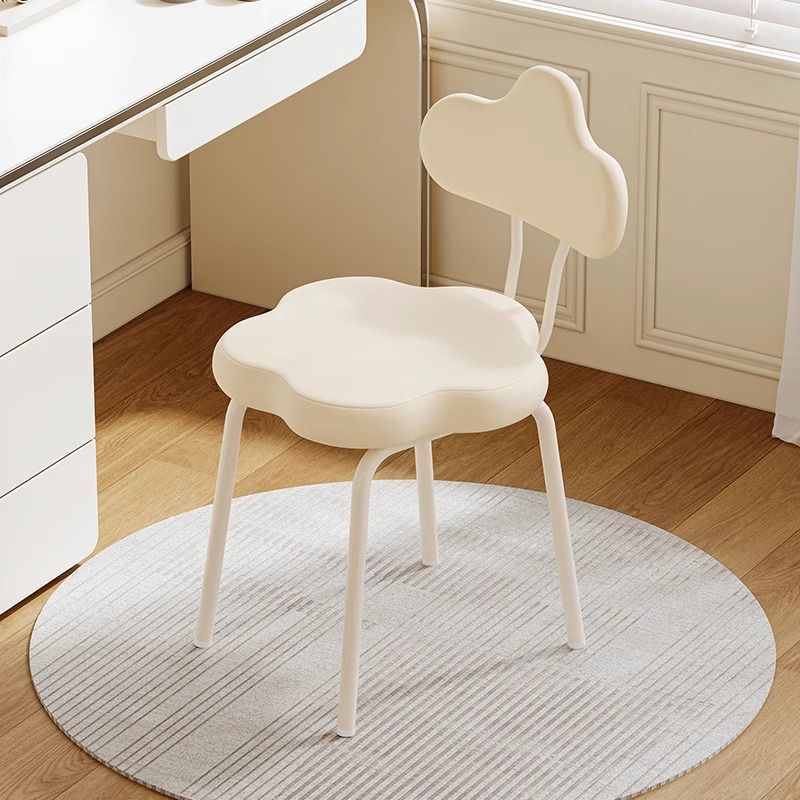 Nordic Cream Flower Cloud Iron Leather Stool