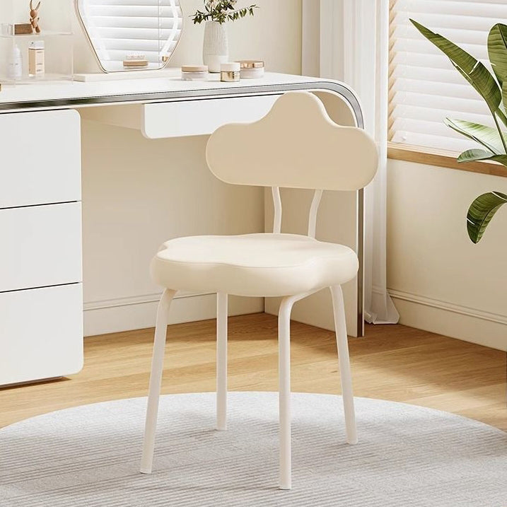 Nordic Cream Flower Cloud Iron Leather Stool — Not Swivel