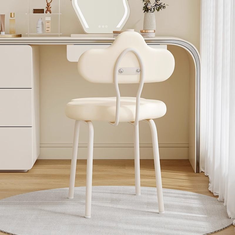 Nordic Cream Flower Cloud Iron Leather Stool
