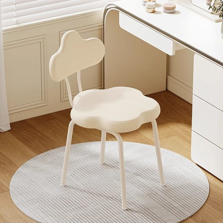 Nordic Cream Flower Cloud Iron Leather Stool — Swivel