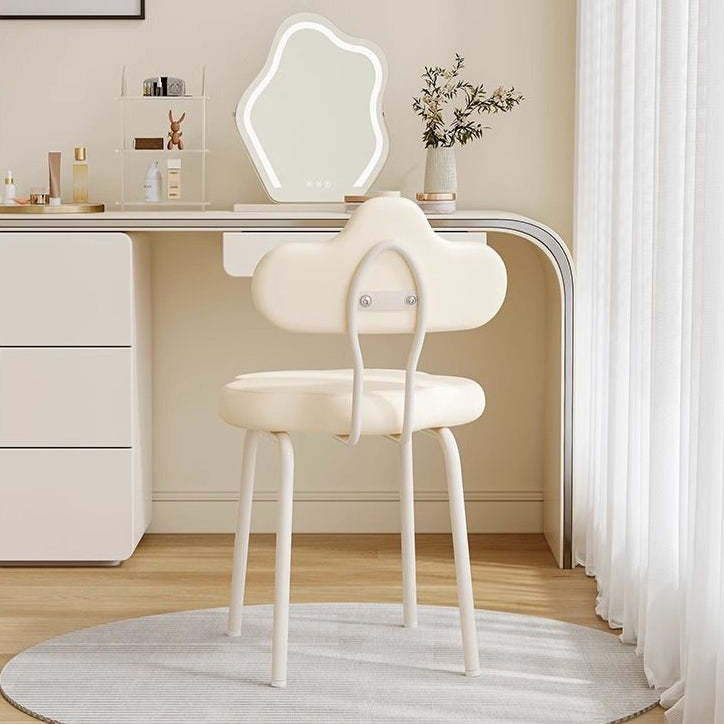 Nordic Cream Flower Cloud Iron Leather Stool