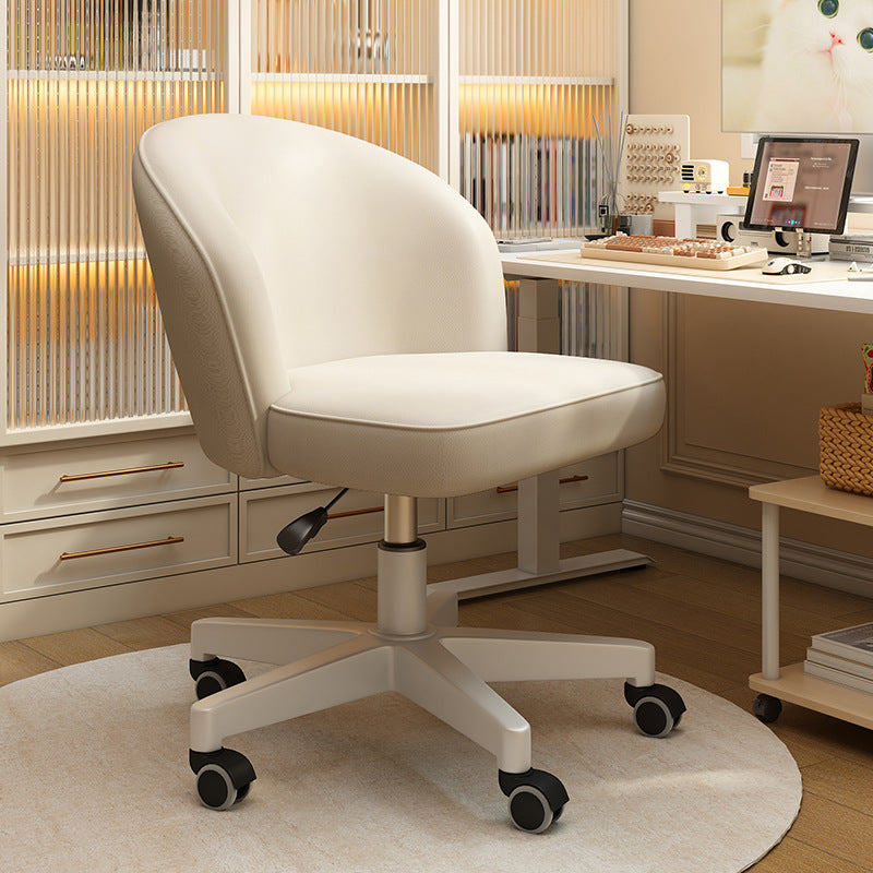Nordic Leather Plastic Swivel Desk Chair — White Plastic / Off White