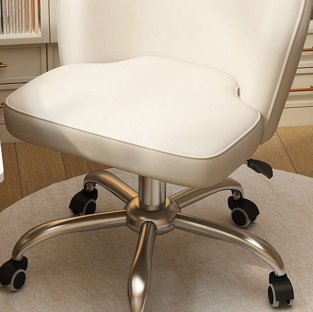 Nordic Leather Plastic Swivel Desk Chair — White Plastic / Coffee Color