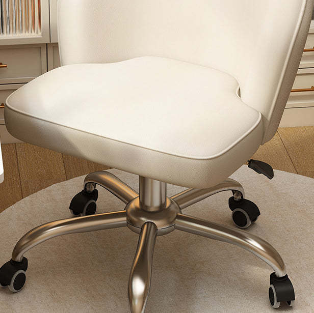 Nordic Leather Plastic Swivel Desk Chair — White Plastic / Coffee Color