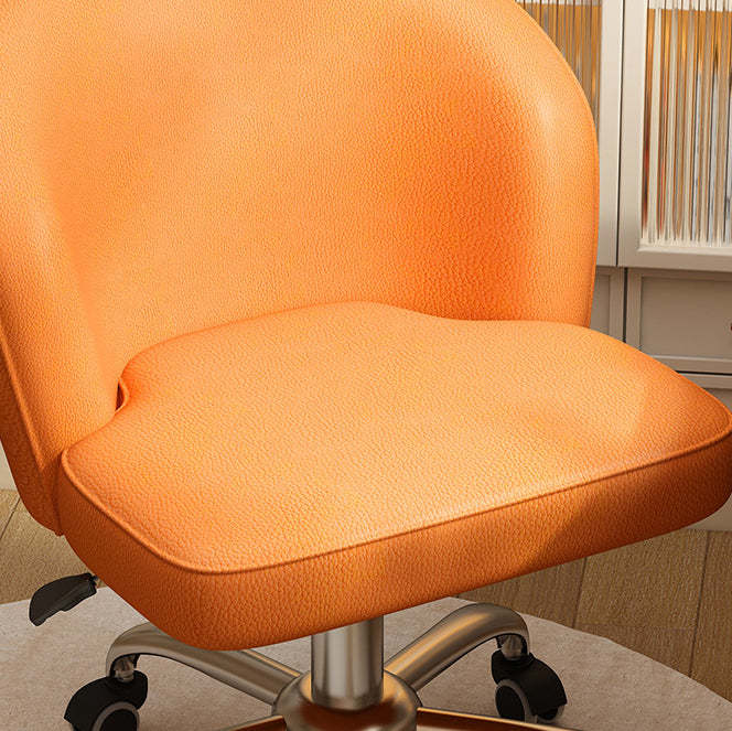 Nordic Leather Plastic Swivel Desk Chair — Aluminum Alloy / Off White
