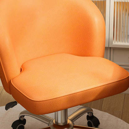 Nordic Leather Plastic Swivel Desk Chair — Aluminum Alloy / Off White