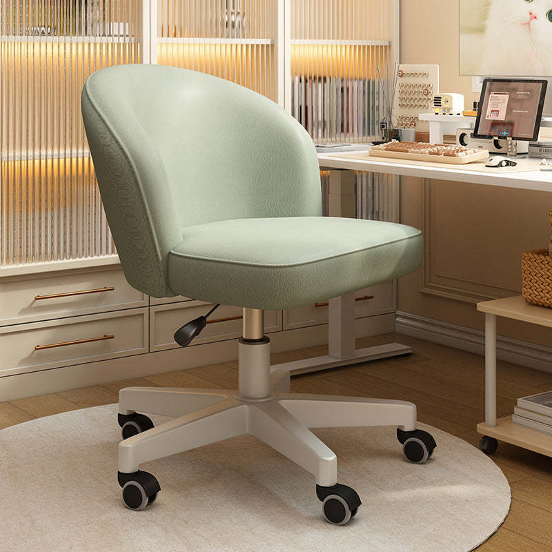 Nordic Leather Plastic Swivel Desk Chair — Aluminum Alloy / Coffee Color