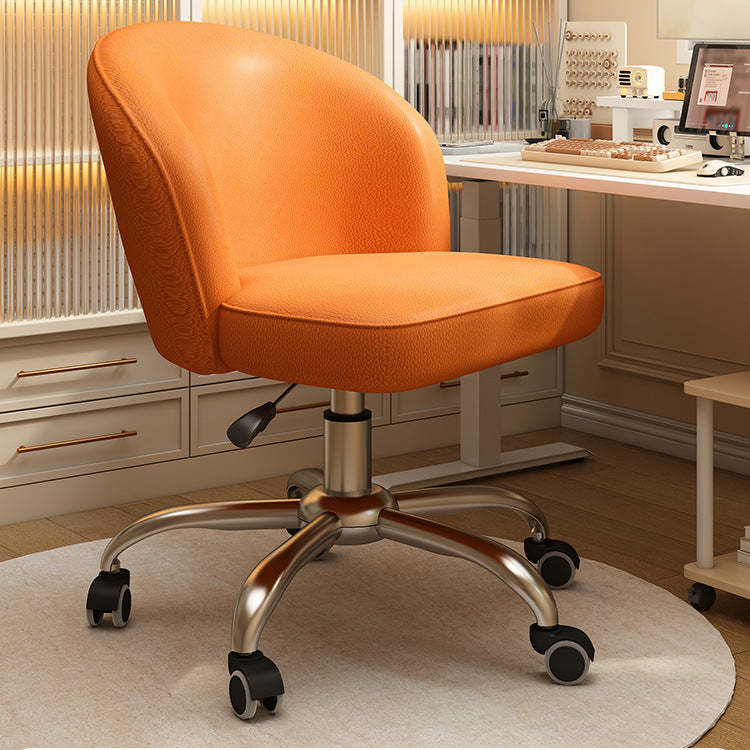 Nordic Leather Plastic Swivel Desk Chair — White Plastic / Orange