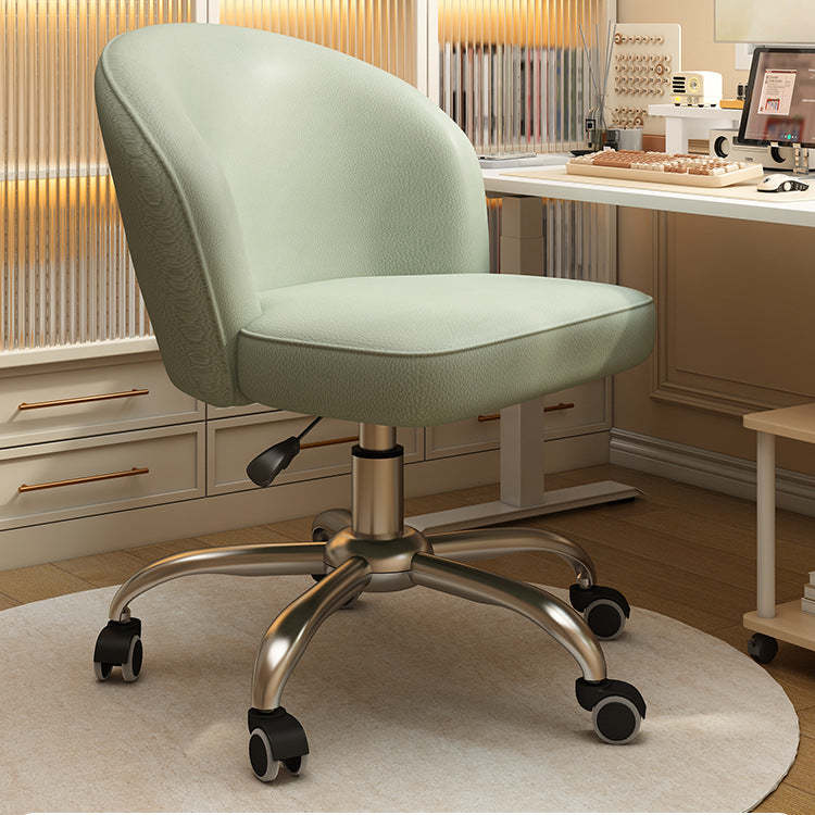 Nordic Leather Plastic Swivel Desk Chair — White Plastic / Green