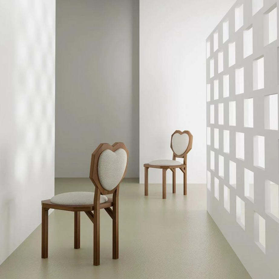 Contemporary Heart Lambswool Wood Dining Chair