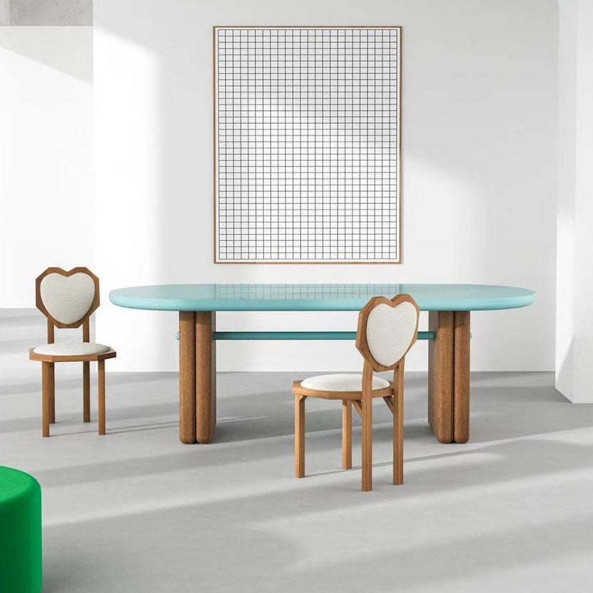 Contemporary Heart Lambswool Wood Dining Chair