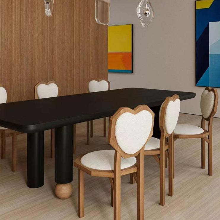 Contemporary Heart Lambswool Wood Dining Chair