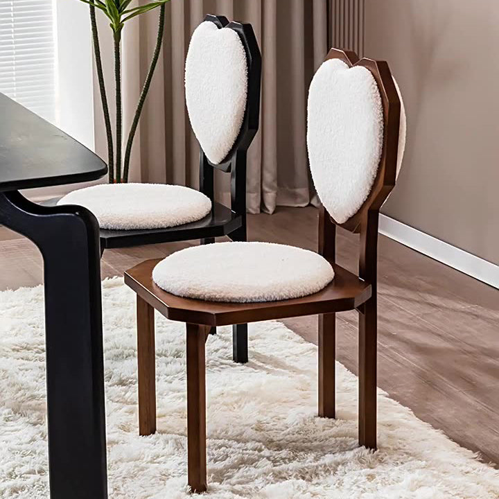 Contemporary Heart Lambswool Wood Dining Chair